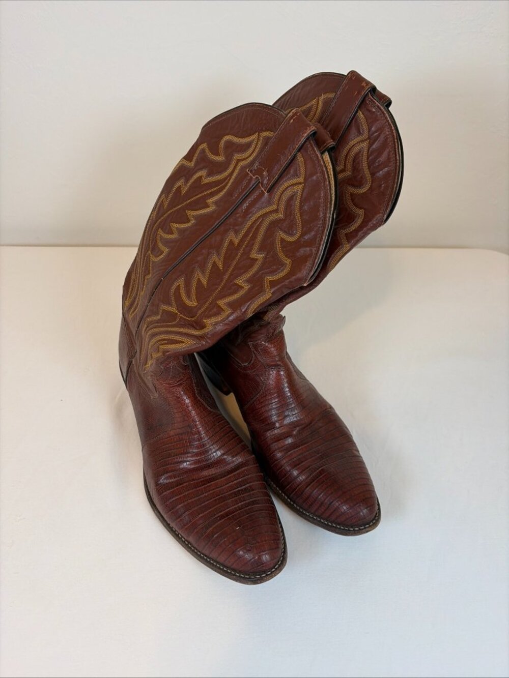 Justin Teju Lizard Skin Cowboy Boots Men's 11D Brown 8480